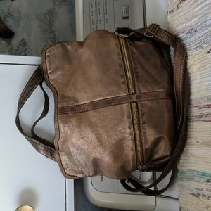 FOSSIL gold fold over tote bag